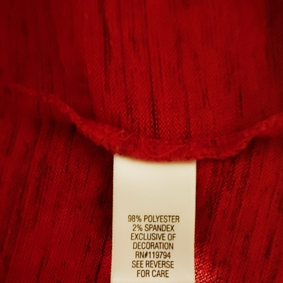 Red Embellished Neckline Tee - Picture 5 of 5